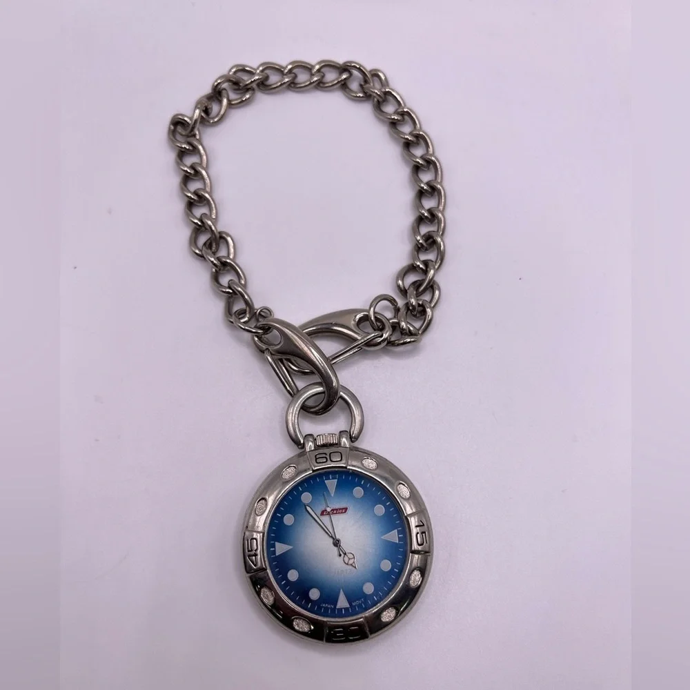 Dickies Pocket Watch w/ Chain – Needs Battery – Blue Dial